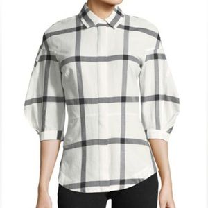 Derek Lam 10 Crosby plaid peplum button down blouse 4